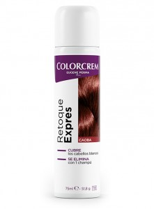 spray retoque para eliminar cabellos blancos en caoba